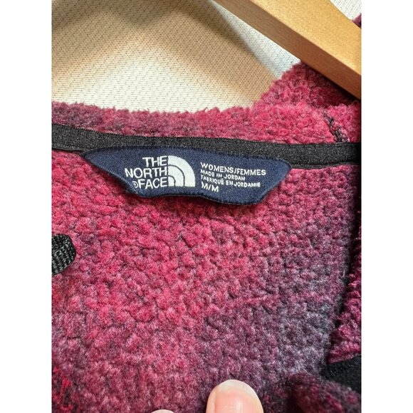 The North Face Women's Pullover Fleece Hoodie Size M Red Black Plaid Long Sleeve - Picture 6 of 13